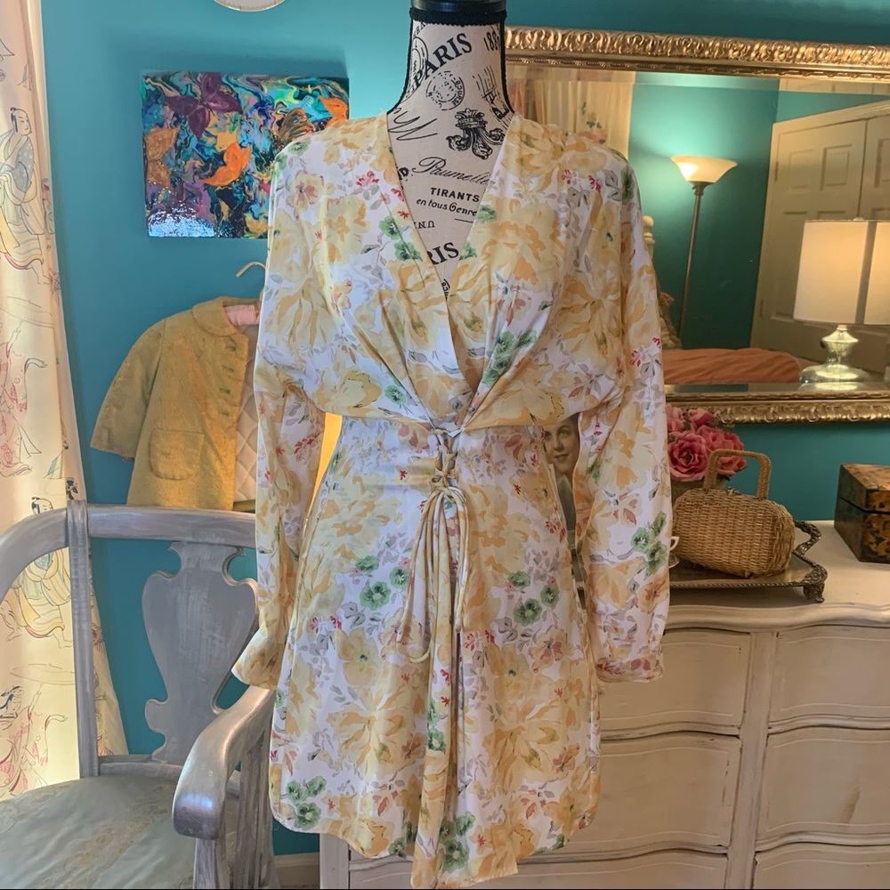 Zara Never worn Yellow Floral Mini Dress